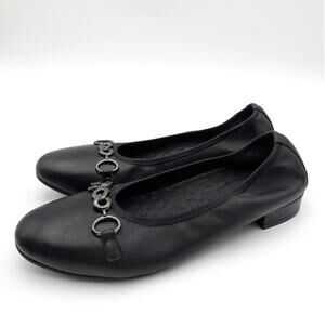 David Tate Omega Casual Flats Round Toe Women's Black Lamb Size US12M EU42